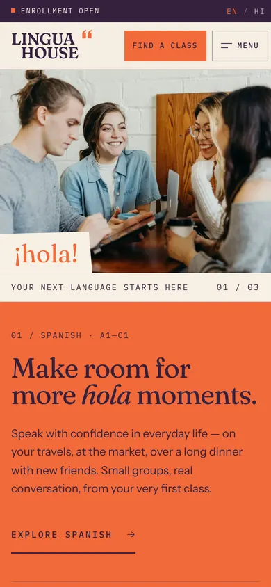 Lingua House on mobile