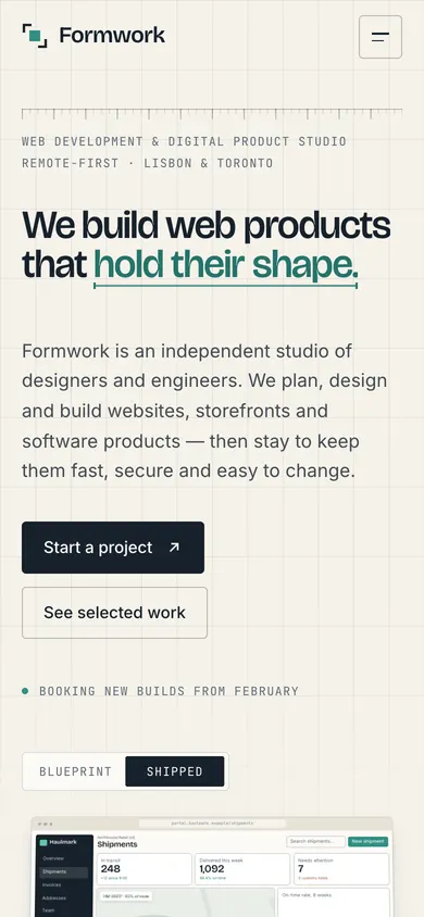 Formwork on mobile